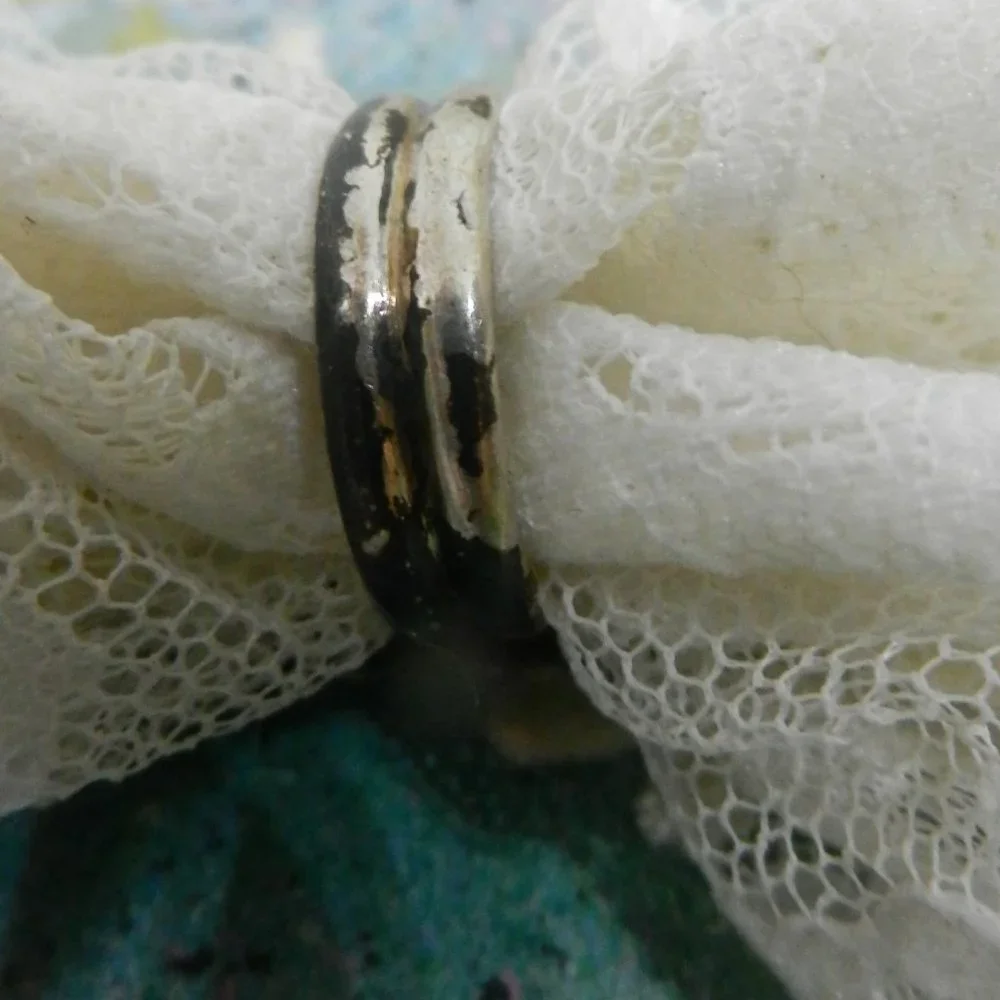 VTG artisan pewter black ring silvery statement ebony shiny bohemian size 12